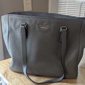 Kate Spade Gray Leather Tote Bag